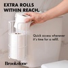 image:imageBROOKSTONE Toilet Paper Holder Stand Reserve  Free Standing Toilet Paper Stand with Storage that Holds Mega Rolls Standing Bathroom Tissue Organizer Bathroom Decor  Modern Storage Holder BlackMatte White