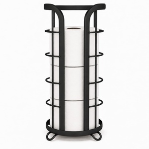 image:imageBROOKSTONE Toilet Paper Holder Stand Reserve  Free Standing Toilet Paper Stand with Storage that Holds Mega Rolls Standing Bathroom Tissue Organizer Bathroom Decor  Modern Storage Holder BlackBlack