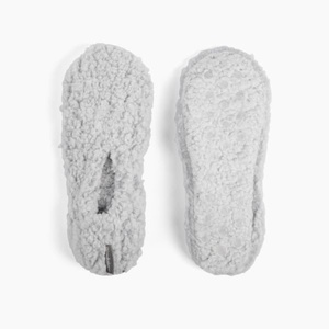 image:imageBrookstone Plush Footie Slippers for Women with Memory Foam InsoleSherpa  Glacier Grey