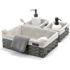 image:imageBrookstone Over the Toilet Tank Wicker Storage Basket Bathroom and Closet Organizers and Storage Bins with Fabric Liner Grey 2 Pack SetGrey Three Pack