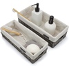image:imageBrookstone Over the Toilet Tank Wicker Storage Basket Bathroom and Closet Organizers and Storage Bins with Fabric Liner Grey 2 Pack SetGrey Two Pack with Handles