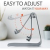 image:imageBrookstone Tablet Stand with Adjustable Angle Metalic Phone Holder Silicone Grips Hold Your EReader Securely Easy to Reach Charging Hole Minimalist Desk Stand
