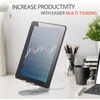 image:imageBrookstone Tablet Stand with Adjustable Angle Metalic Phone Holder Silicone Grips Hold Your EReader Securely Easy to Reach Charging Hole Minimalist Desk Stand