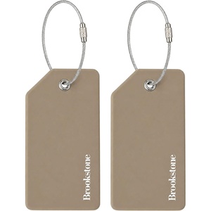 image:imageBrookstone Silicone Luggage Tags 2 Pack Steel Cable LoopKhaki