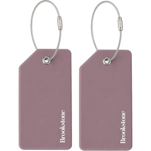 image:imageBrookstone Silicone Luggage Tags 2 Pack Steel Cable LoopLilac Ice