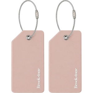 image:imageBrookstone Silicone Luggage Tags 2 Pack Steel Cable LoopSoft Pink