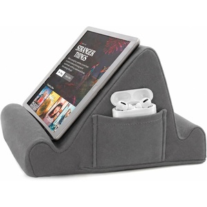 image:imageBrookstone Tablet Lap Cushion  Tablet and Phone Holder for Bed Flights and Travel Two Angled Memory Foam Lap Desk for Reading and Hands Free Viewing Compatible iPad and Kindle Accessories BlackGray