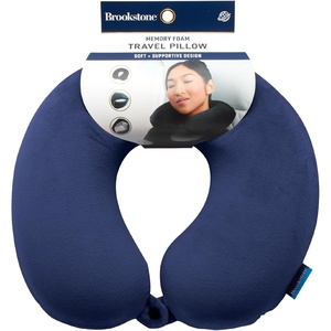 image:imageBrookstone Travel Neck Pillow  Lightweight UShaped Memory Foam Travel Pillow for Airplane Car Travels amp Sleeping BlackBlue