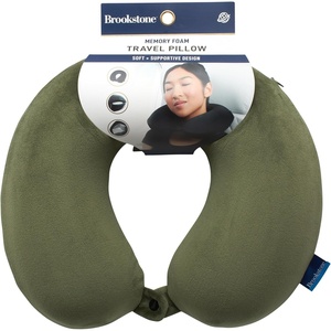image:imageBrookstone Travel Neck Pillow  Lightweight UShaped Memory Foam Travel Pillow for Airplane Car Travels amp Sleeping BlackOlive