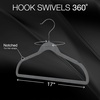 image:imageBROOKSTONE 25 Pack Velvet Hangers NonSlip 360 Swivel Hook Lightweight amp Slim Strong amp Durable Space Saving Design Heavy Duty Wont Stain FabricGray