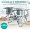 image:imageBrookstone 2 Tier Folding Rack  IndoorOutdoor Collapsible Clothes Dryer Stand Laundry or Shoe Rack Heavy Duty Freestanding Garment Hanger Foldable Clothing Drying Rack BlackBlack