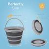 image:imageBrookstone Collapsible Bucket Foldable Cleaning Bucket with Handle Household Essentials Cleaning Basin and Dust Mop Bucket Collapsible Wash Basin for Car Cleaning 26 Gal 10L Square GreyGrey  Round