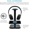 image:imageBrookstone Dual Qi Enabled Charging Stand for Smart Devices and Accessories amp Wireless Charging Headphones Bluetooth 50 WTouch Controls and Adjustable Headband USBC Charger Builtin Mic