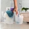 image:imageBrookstone Modern Large Portable Shower Caddy with Soft Silicone Carrying Handle Bathroom Organizer Basket Plastic Bath Tote and Shower Organizer Quick Dry Drainage Holes BPA Free WhiteClear  Frost