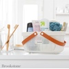 image:imageBrookstone Modern Large Portable Shower Caddy with Soft Silicone Carrying Handle Bathroom Organizer Basket Plastic Bath Tote and Shower Organizer Quick Dry Drainage Holes BPA Free WhiteWhite  Cream