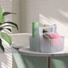 image:imageBrookstone Modern Large Portable Shower Caddy with Soft Silicone Carrying Handle Bathroom Organizer Basket Plastic Bath Tote and Shower Organizer Quick Dry Drainage Holes BPA Free WhiteClear  Frost