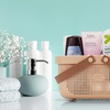 image:imageBrookstone Modern Large Portable Shower Caddy with Soft Silicone Carrying Handle Bathroom Organizer Basket Plastic Bath Tote and Shower Organizer Quick Dry Drainage Holes BPA Free WhiteBlush  Beige