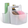 image:imageBrookstone Modern Large Portable Shower Caddy with Soft Silicone Carrying Handle Bathroom Organizer Basket Plastic Bath Tote and Shower Organizer Quick Dry Drainage Holes BPA Free WhiteClear  Frost