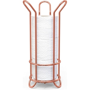 image:imageBROOKSTONE Rose Gold Toilet Paper Holder Freestanding Bathroom Tissue Organizer Minimalistic Storage Solution Stylish Design Holds MEGA RollsRose Gold Minimal