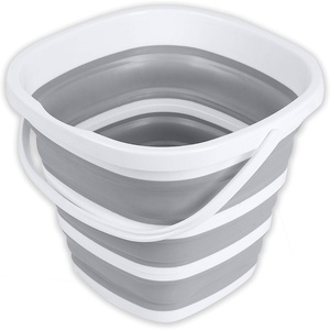 image:imageBrookstone Collapsible Bucket Foldable Cleaning Bucket with Handle Household Essentials Cleaning Basin and Dust Mop Bucket Collapsible Wash Basin for Car Cleaning 26 Gal 10L Square White