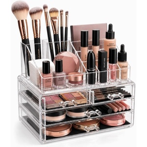 image:imageBrookstone Makeup Organizer Countertop Cosmetic Display Case Acrylic Makeup Storage for Vanity Clear Makeup Organizer for Vanity Accessories Holder with DrawersClear 1 Pack Case with Drawers