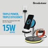 image:imageBrookstone 3 in 1 Wireless Charging Station Compatible with MagSafe 2 Port 18W Wall Charger High Speed Cable for iPhone 15141312 Pro Max Series Apple iWatch Series and Airpods 3 2 Pro