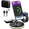 image:imageBrookstone 3 in 1 Wireless Charging Station Compatible with MagSafe 2 Port 18W Wall Charger High Speed Cable for iPhone 15141312 Pro Max Series Apple iWatch Series and Airpods 3 2 Pro