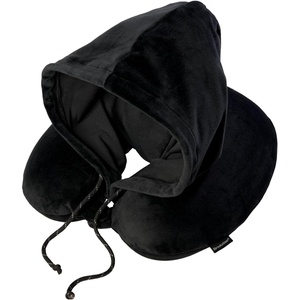 image:imageBrookstone Travel Pillow UShaped Memory Foam Hooded Pillow with SnapBlack