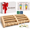 image:imageBrookstone Foot Massager Roller Plantar Fasciitis Pain Relief  Wooden Under Desk Feet Massage  Dual Manual Heel Massagers  Wood Rolling Acupressure Tool with Reflexology Guide  Gift for Men WomenOak