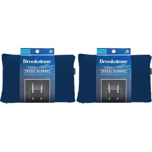 image:imageBrookstone Travel Blanket Fleece Throw with Foot Pocket CompactBlue