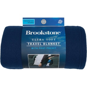 image:imageBrookstone Travel Blanket Fleece Throw with Foot Pocket CompactBlue Foot Pocket