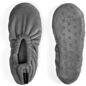 image:imageBrookstone Plush Footie Slippers for Women with Memory Foam InsolePlush  Dark Gray