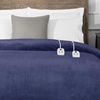 image:imageBrookstone Electric Heated Plush Blanket King 100 x 90 in GrayNavy