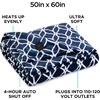 image:imageBrookstone Electric Heated Plush Throw Blanket Ivory WindowpaneBlue Trellis