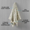 image:imageBrookstone Electric Heated Plush Throw Blanket Ivory WindowpaneChic Plaid