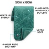 image:imageBrookstone Electric Heated Plush Throw Blanket Ivory WindowpaneGreen