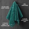image:imageBrookstone Electric Heated Plush Throw Blanket Ivory WindowpaneGreen