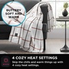 image:imageBrookstone Electric Heated Plush Throw Blanket Ivory WindowpaneHoliday