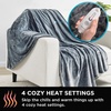 image:imageBrookstone Electric Heated Plush Throw Blanket Ivory WindowpaneLight Charcoal