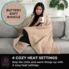 image:imageBrookstone Electric Heated Plush Throw Blanket Ivory WindowpaneSolid Brown