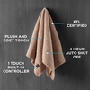 image:imageBrookstone Electric Heated Plush Throw Blanket Ivory WindowpaneSolid Brown