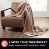 image:imageBrookstone Electric Heated Plush Throw Blanket Ivory WindowpaneSolid Brown