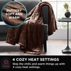image:imageBrookstone Electric Heated Plush Throw Blanket Ivory WindowpaneTan