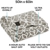 image:imageBrookstone Electric Heated Plush Throw Blanket Ivory WindowpaneTaupe Trellis