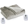 image:imageBrookstone Electric Heated Plush Blanket King 100 x 90 in GrayTaupe