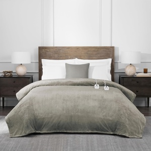 image:imageBrookstone Electric Heated Plush Blanket King 100 x 90 in GrayCharcoal
