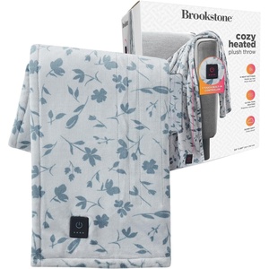 image:imageBrookstone Electric Heated Plush Throw Blanket Ivory WindowpaneFloral
