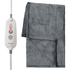 image:imageBrookstone Electric Heated Plush Throw Blanket Ivory WindowpaneLight Charcoal