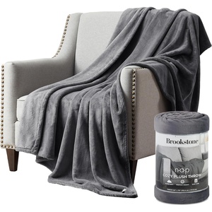 image:imageBrookstone Nap Plush Throw Blanket for Couch BlueSilver