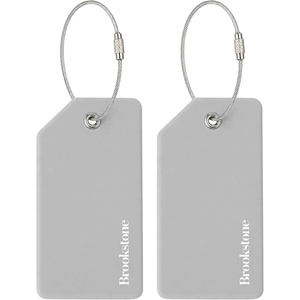 image:imageBrookstone Silicone Luggage Tags 2 Pack Steel Cable LoopGrey